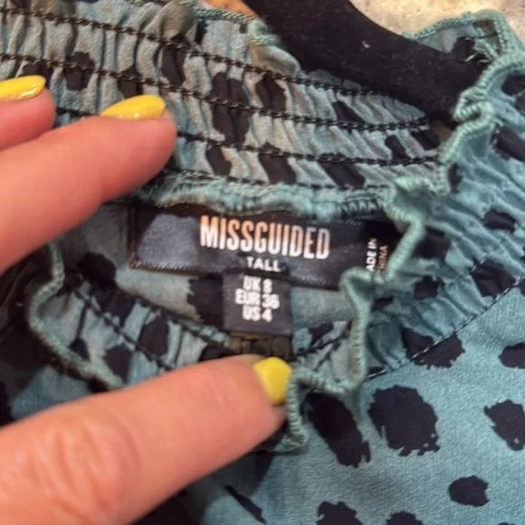 Misguided Women’s Long sleeves leopard print maxi dress Green/black Size Small - Picture 7 of 12